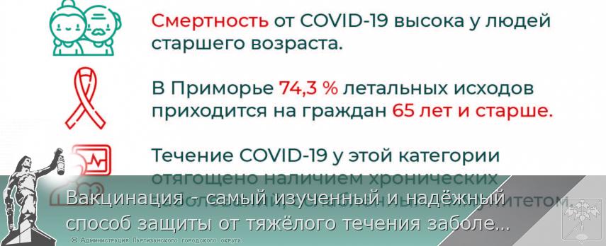 Вакцинация - самый изученный и надёжный способ защиты от тяжёлого течения заболевания и риска летального исхода